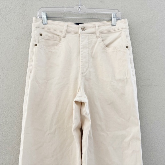 Maeve Jada Wide Leg Jeans Anthropologie 30 Cream Denim Casual Minimalist Classic - Picture 7 of 13
